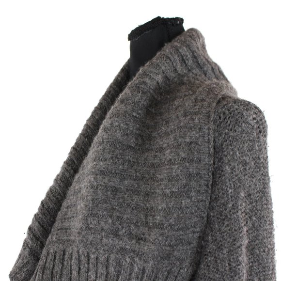 Vince Charcoal Gray Open Front Baby Alpaca Wool Blend Cardigan M Knit Sweater - Picture 3 of 7